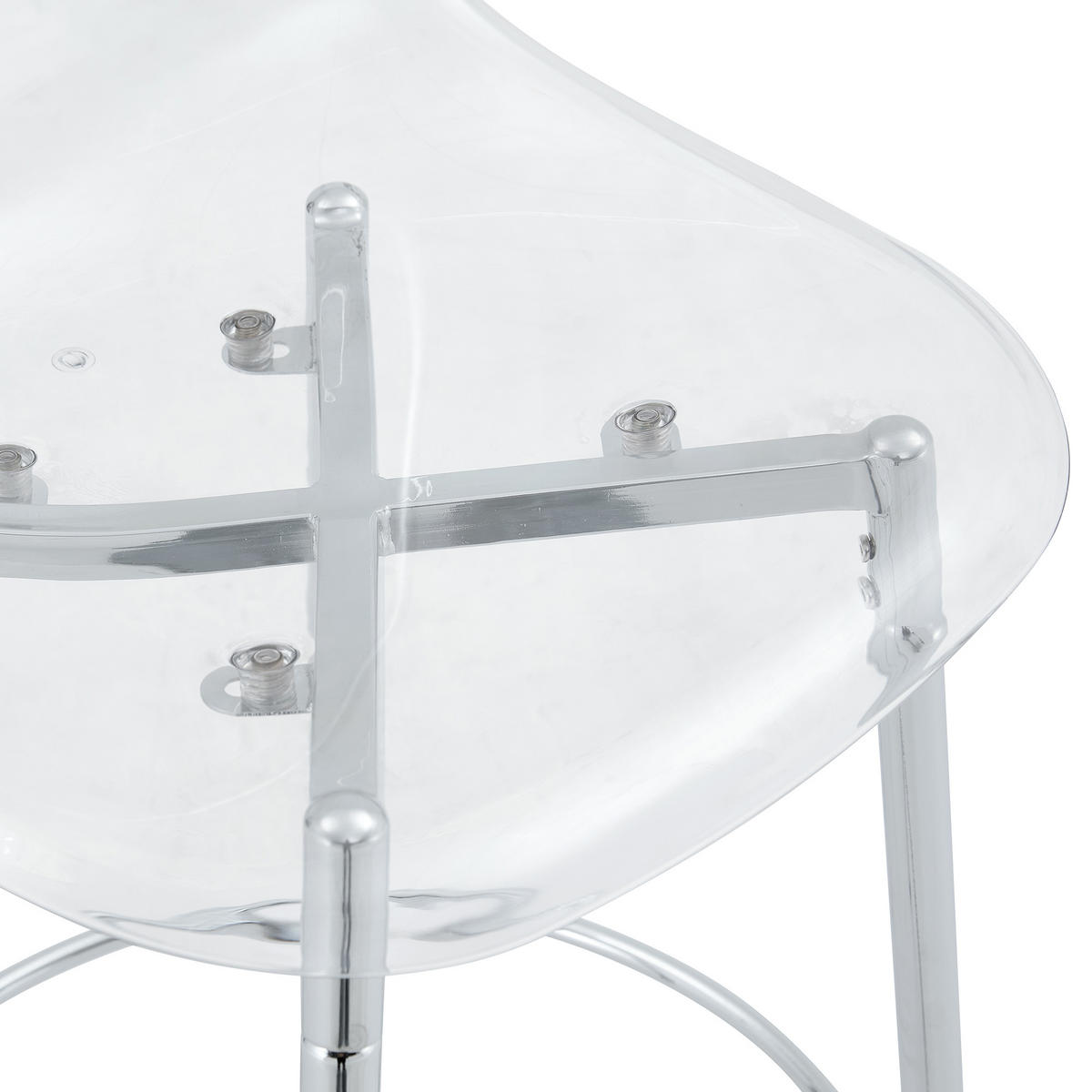 BARHOCKER 2er-Set Silber Transparent mit Rückenlehne und Fußstütze - Silberfarben, Metall (48.5/102/48.5cm) - PANGIVO