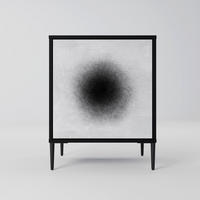 SIDEBOARD BLACK HOLE, Schwarz, 57,5x42x72,5 cm, Schwarze Metallfüße - Multicolor/Schwarz, Holzwerkstoff/Metall (57.5/72.5/42cm) - SpaceRebels