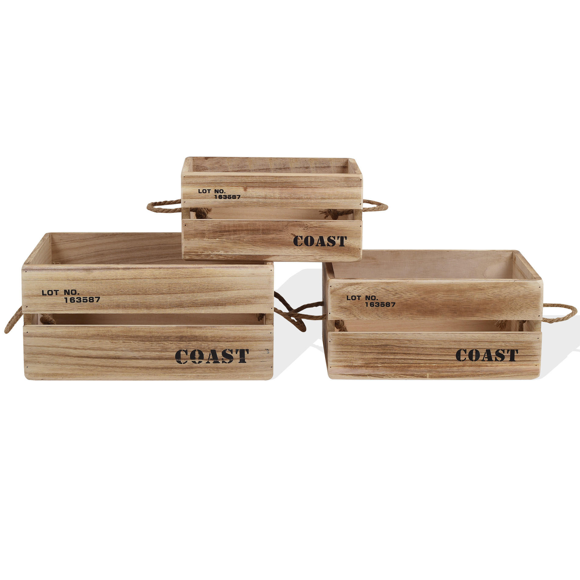HOLZKISTEN SET, 3 pieces Braun 25/36/17 cm - Braun, Holz (25/17/36cm) - Mobili Rebecca