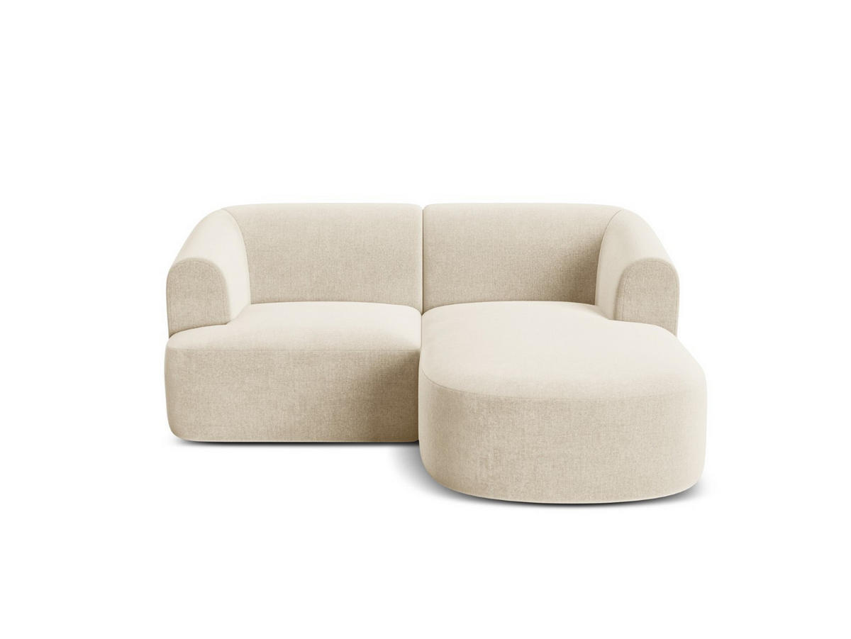 MODULARES-ECKSOFA rechts Campi aus Samt leichtes beige 3 Sitzplätze - Creme, Textil (156/180cm) - Cosmopolitan Design