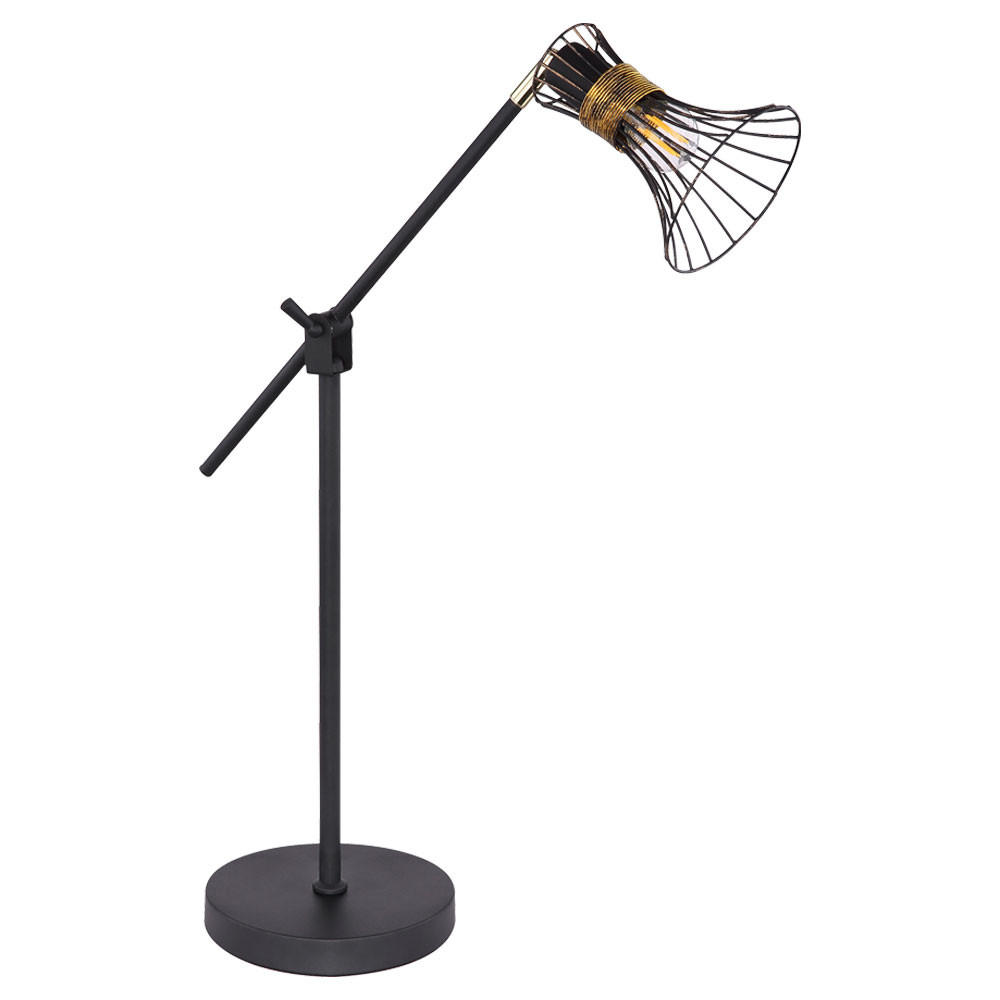LED TISCHLEUCHTE PURRA Schwarz Gold - Schwarz, Metall (49/18/52cm)