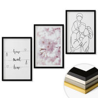 WANDBILDER 3er-Set - 40x60 cm Schwarzer Rahmen - Blumenfamilie minimalistisch - Schwarz, Kunststoff (40/60cm) - ArtPrintCave