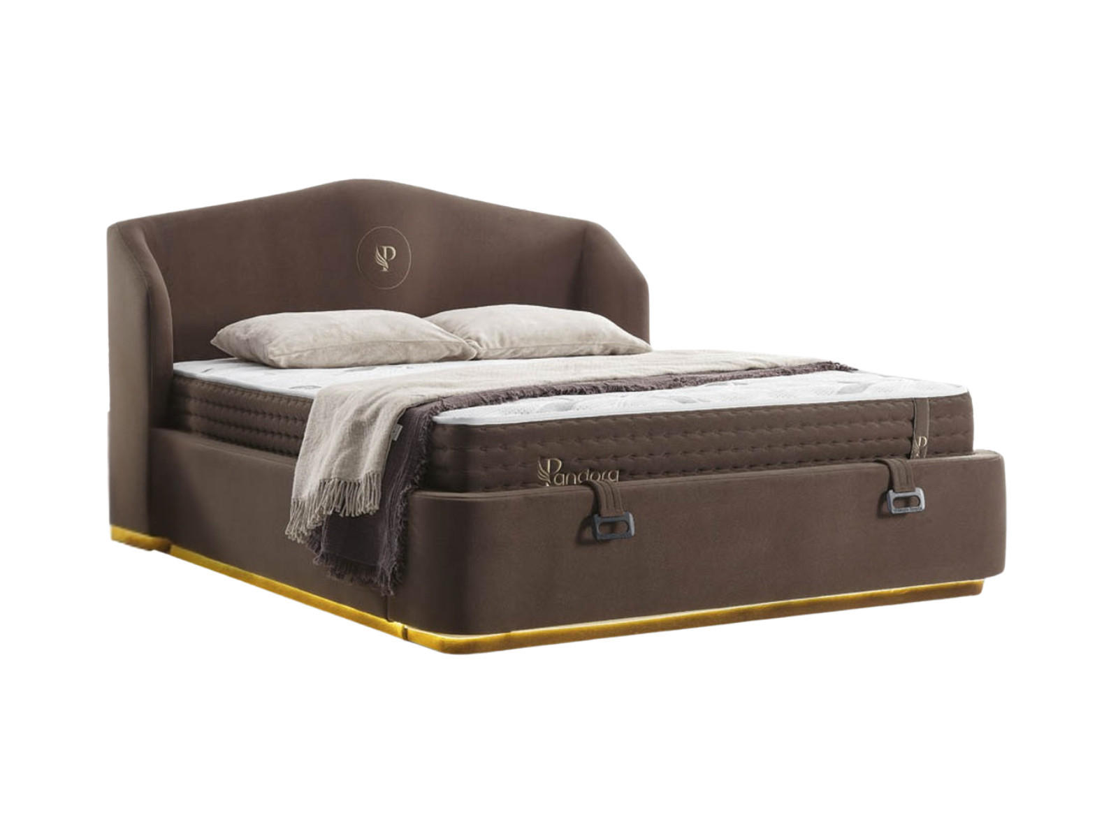 POLSTERBETT Pandora Bett Set 140x190 Braun - Braun, Textil/Metall (140/190cm) - Villa Möbel