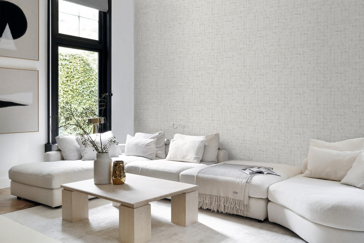 TAPETE Backstein-Optik 53 cm x 10.05 m - Weiß, Papier (53/1000cm) - Origin Wallcoverings