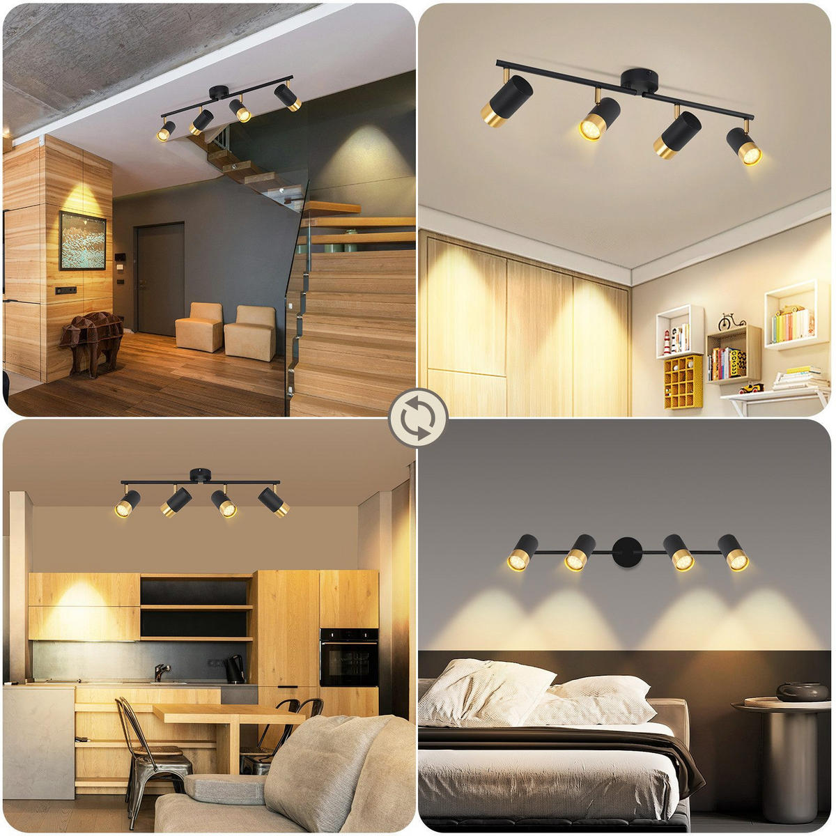 STRAHLER Schwerin 4-flammig 67/8/17 cm - Schwarz, Metall (67/8/17cm) - Nettlife