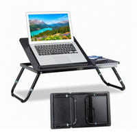 LAPTOPTISCH Schwarz höhenverstellbar klappbar 75x35 cm - Schwarz, Holzwerkstoff/Kunststoff (35/75/40cm) - Relaxdays