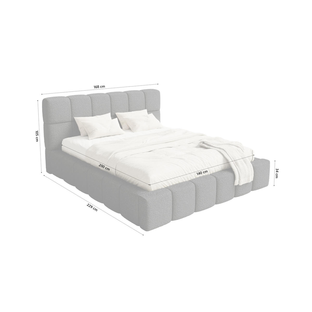 POLSTERBETT Lund 140x200 cm, Schwarz - Schwarz, Textil (140/200cm) - Fedve