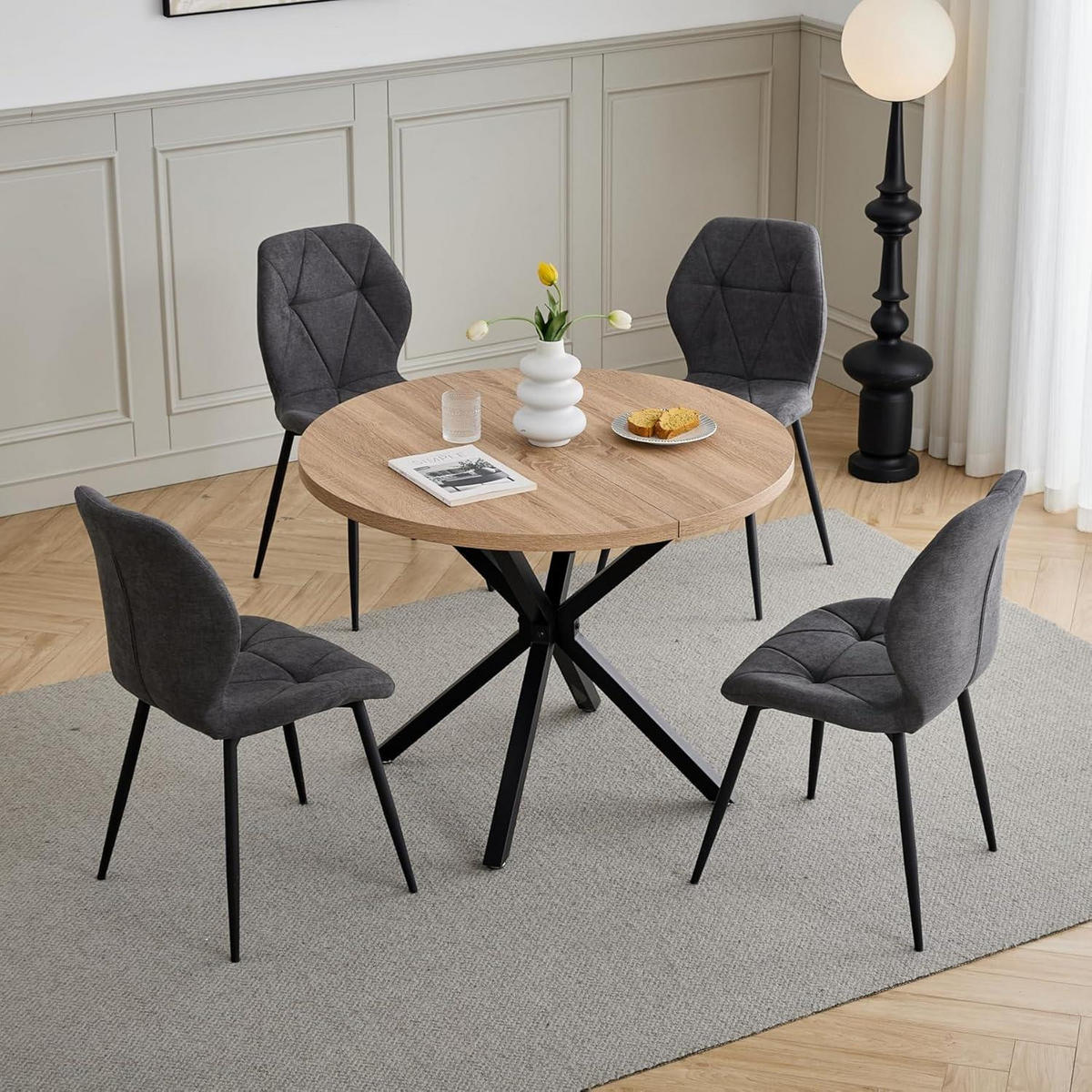 ESSZIMMERSTÜHLE 6er-Set Stoff Dunkelgrau - Anthrazit, Textil (43/86/47.5cm)
