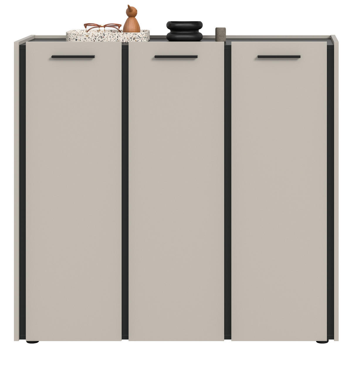 SCHUHSCHRANK Kaschmir 113 x 106 cm, Flurkommode mit Soft-Close - Kaschmir/Schwarz, Holzwerkstoff/Kunststoff (113/106/37cm) - Inn.Furn