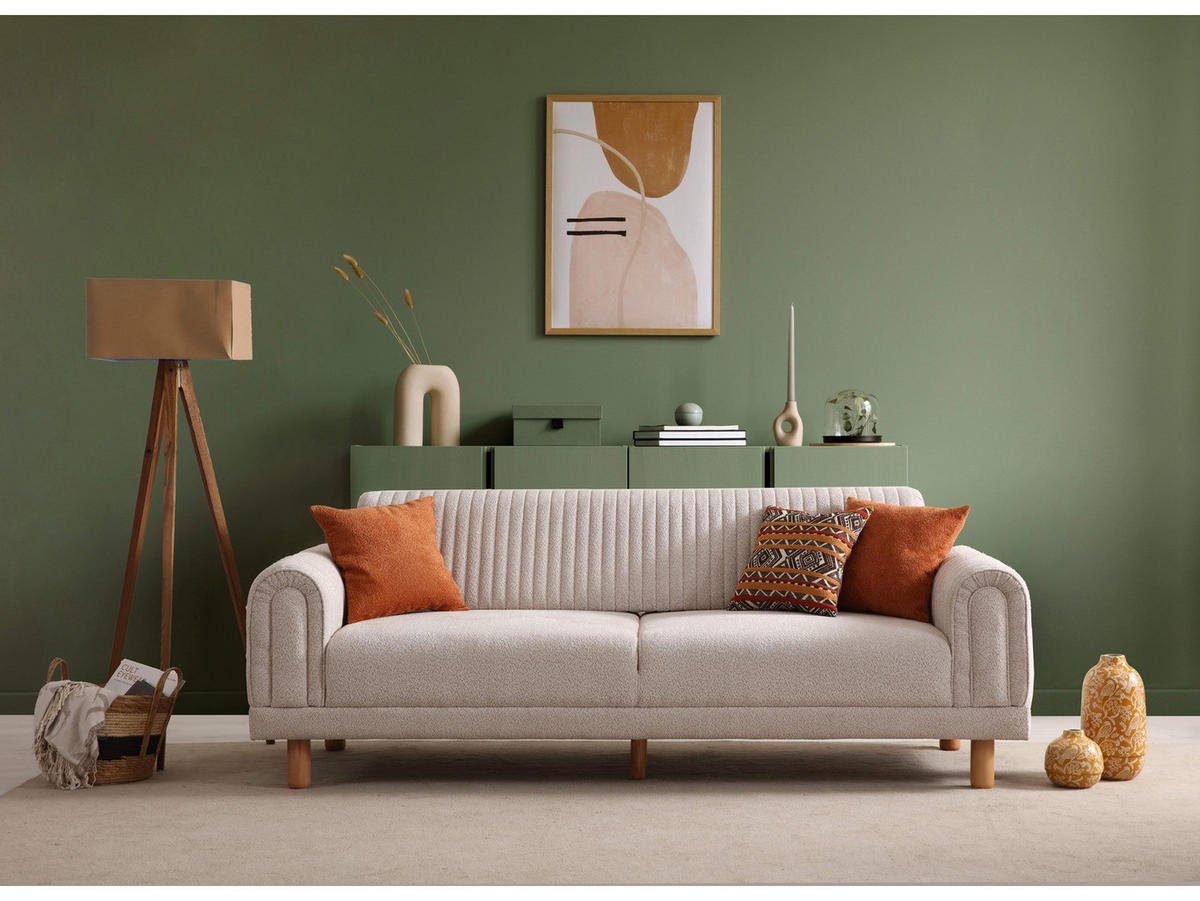 3-SITZER Sofa KYOTO, Beige - Beige, Holz/Textil (230/80/95cm) - Villa Möbel
