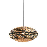 HÄNGELAMPE Tripoli Schwarz Ø50/23,5 cm - Schwarz, Holz (50/50/23.5cm) - Light & Living
