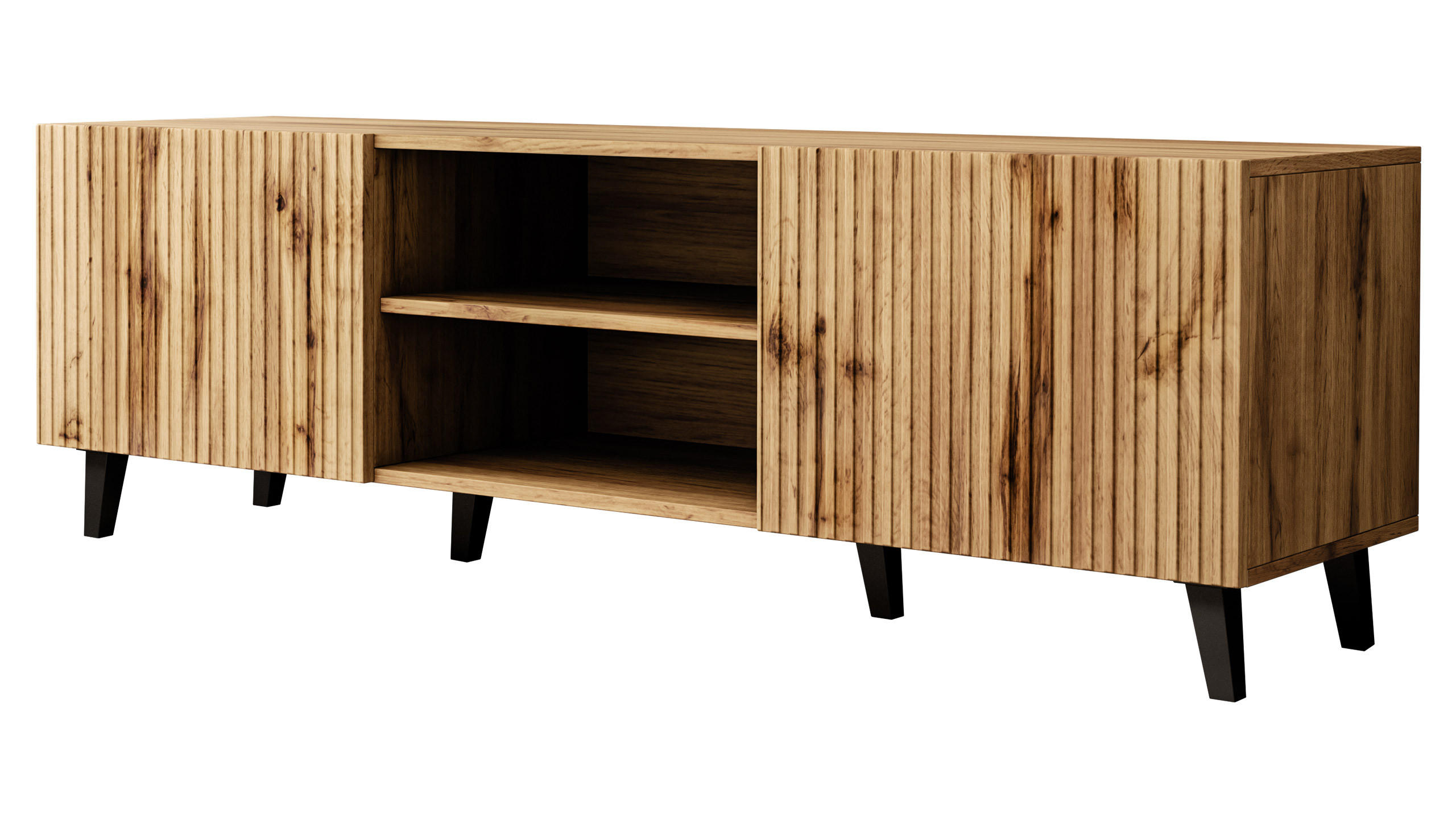 TV-ELEMENT Vamos 150 - Schwarz/Braun, Holzwerkstoff/Kunststoff (150/53/42cm) - MIRJAN24