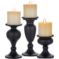 KERZENSTÄNDER 3er Set Schwarz Metall Vintage - Schwarz, Metall (9.3/9.3/19.4cm)