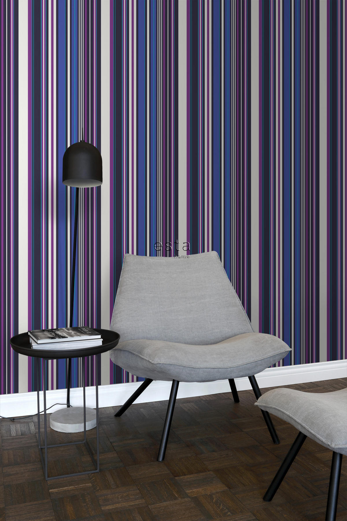 TAPETE Streifen 53 cm x 10.05 m - Blau, Papier (53/1000cm) - ESTAhome