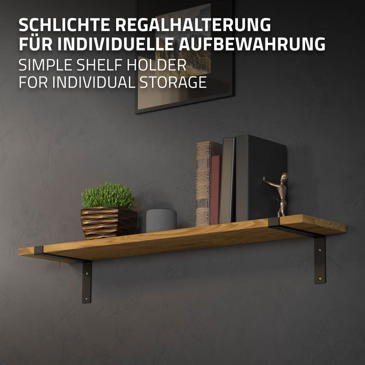 REGALHALTERUNG - Schwarz, Metall (17/4/25.5cm) - ML-DESIGN