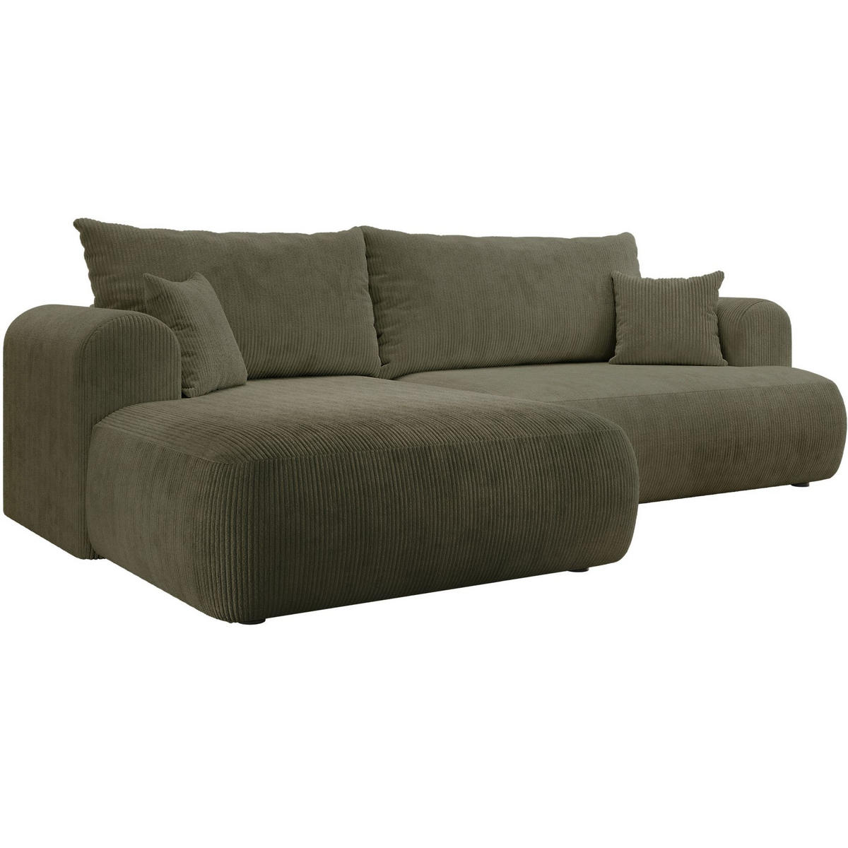 ECKSOFA Ovo Cord mit Cordbezug Olivgrün, links - Schwarz/Olivgrün, Textil (260/165cm) - Selsey