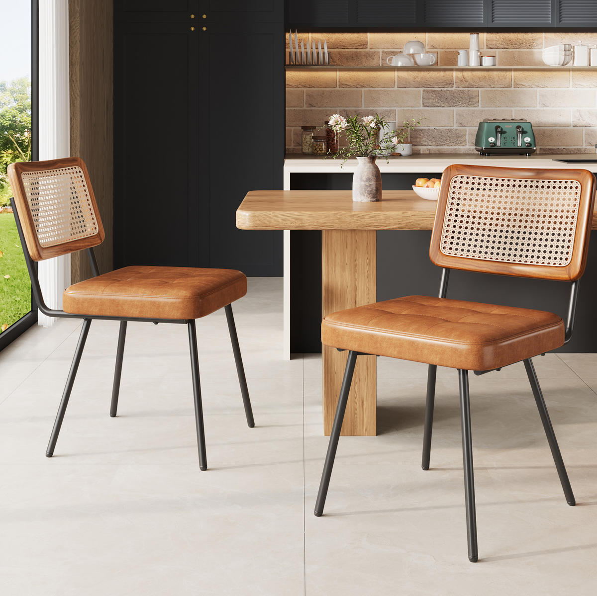 ESSZIMMERSTUHL ergonomisch 61 x 46 x 79 cm PU Braun - Braun, Metall (44/79/46cm) - Meubliv