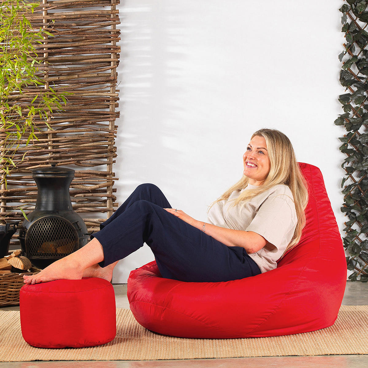 SITZPOUF Klassisch Rund - Rot, Kunststoff (38/20/38cm) - Veeva