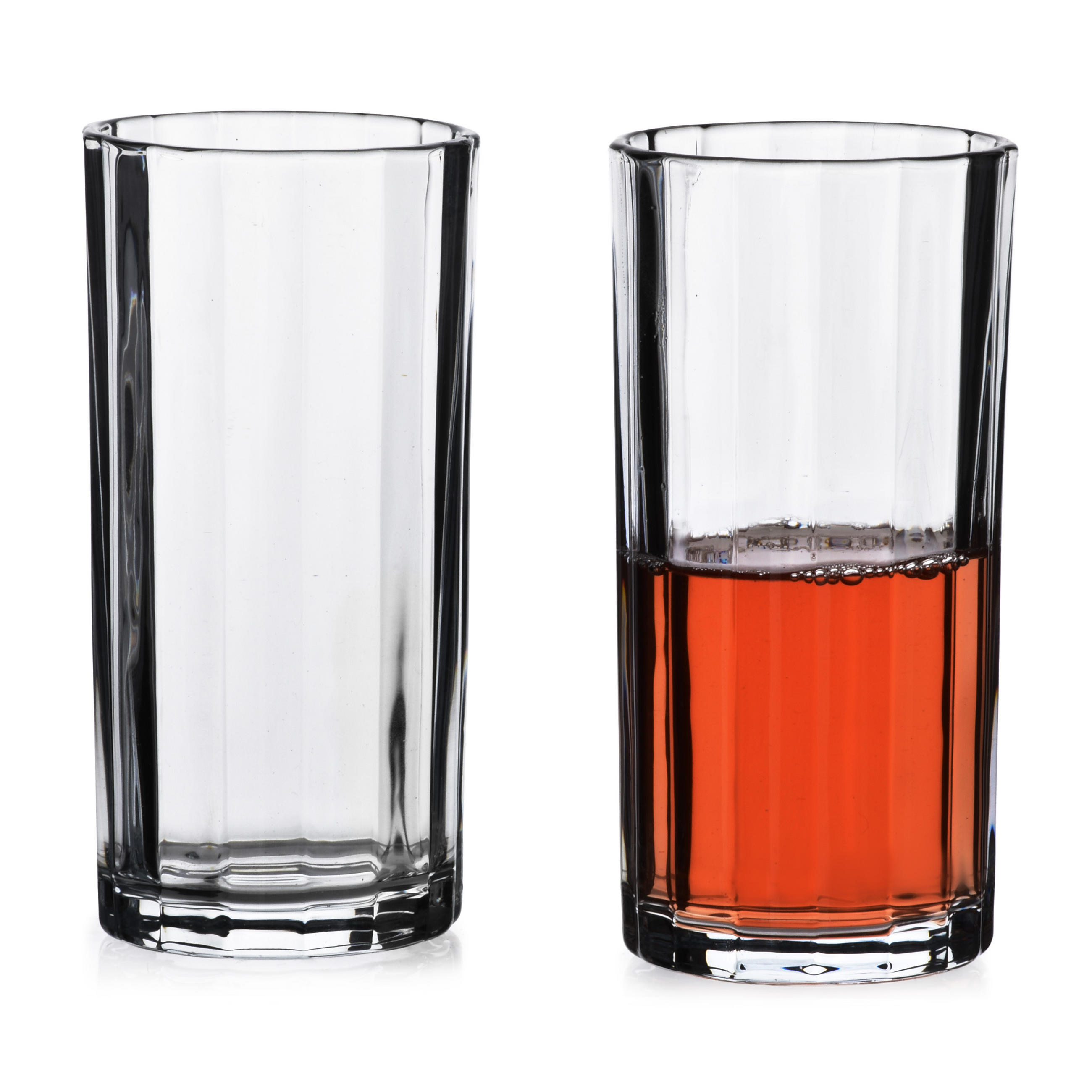 GLÄSER Elise Stripes 4er Set Transparent 7x7xh15 cm Glas - Transparent, Glas - Mondex