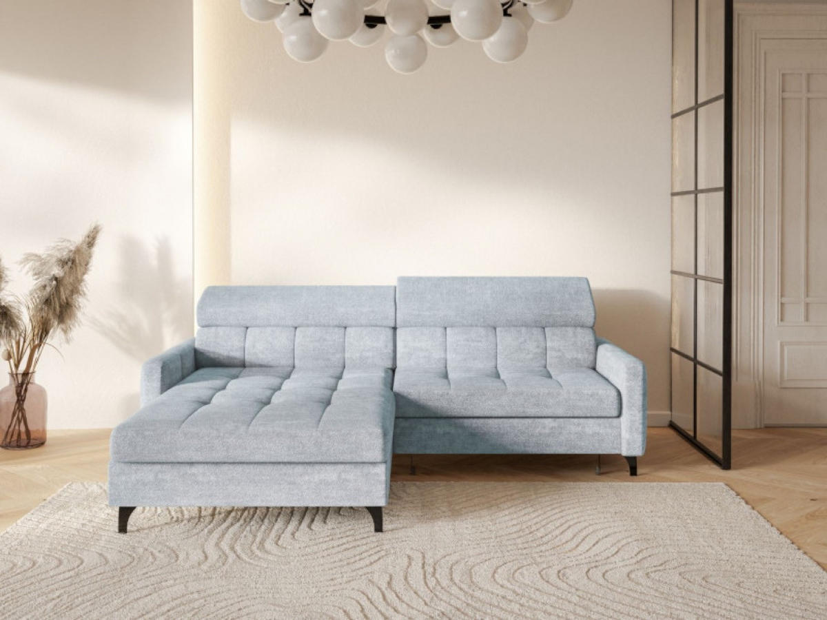 ECKSOFA Grau-Blau BAMBINO Mit Verstellbaren Kopfstützen Links - Blau/Grau, Textil (223/174cm) - Sepro Meble