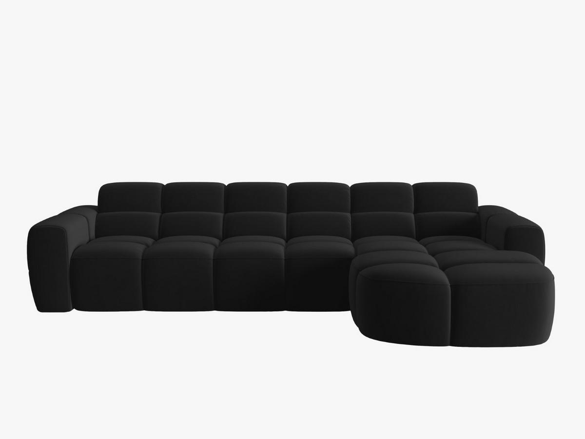 ECKSOFA rechts Lisa aus Samt schwarz 4 Sitzplätze - Schwarz, Textil (170/310cm) - Micadoni