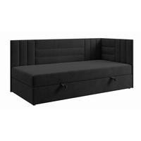 BOXBETT KAYA 100/200 in Velours Schwarz H4 rechts - Schwarz, Holz/Holzwerkstoff (100/200cm) - Deine Möbel 24
