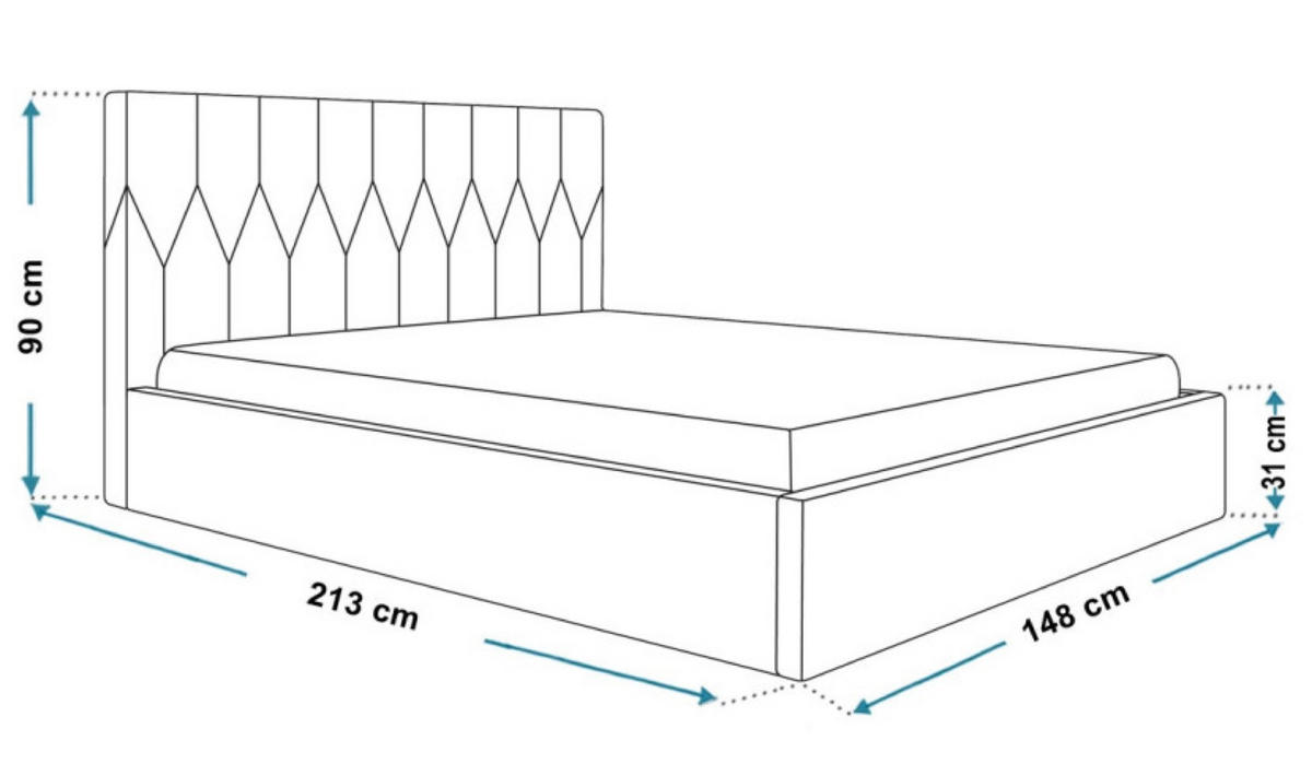 BETT Gesteppt Flaschengrün OLDO 9 Mit Bettkasten 140x200 cm - Schwarz/Grün, Textil (140/200cm) - Sepro Meble