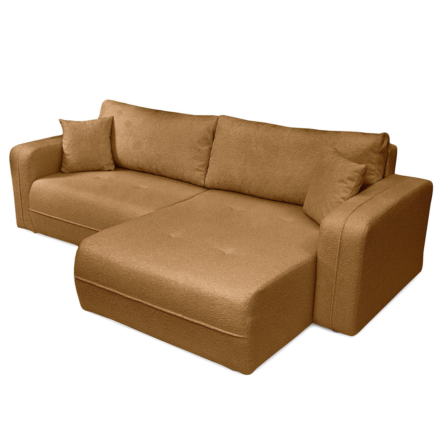 ECKSOFA mit Schlaffunktion - 244 cm - Beige/Schwarz, Kunststoff/Textil (244/145cm) - home24