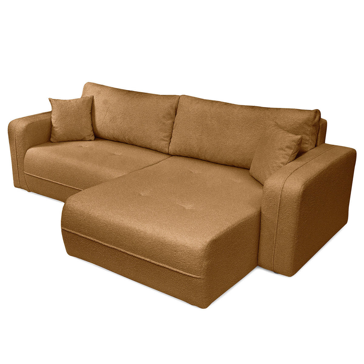 ECKSOFA mit Schlaffunktion - 244 cm - Beige/Schwarz, Kunststoff/Textil (244/145cm) - home24