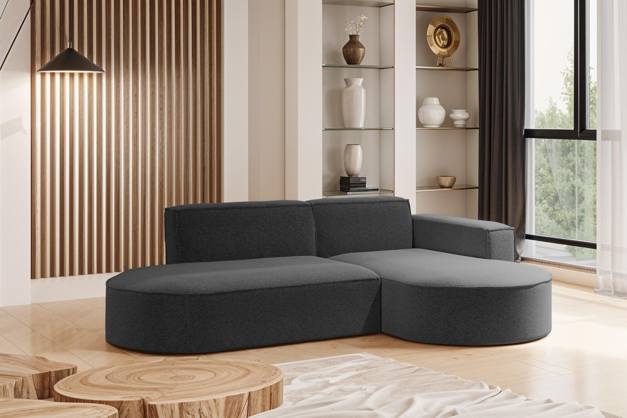 ECKSOFA Modernes L-förmiges Modena Studio Stoff Raven Graphit Rechts - Graphitfarben, Holz/Textil (236/165cm) - Kaiser Möbel