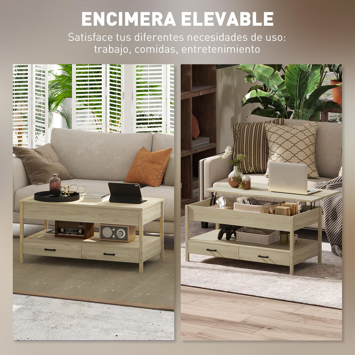 COUCHTISCH Beige 1 Stück - Beige, Kunststoff (100/50/62cm) - GiPP