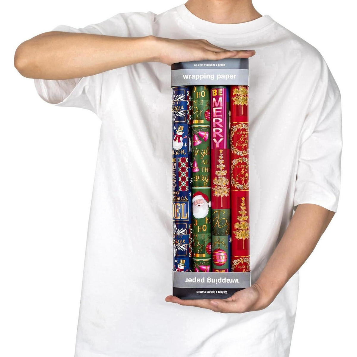 GESCHENKPAPIER 4 Rollen 43,5 x 305 cm Weihnachtsmotive - Multicolor, Papier (13/3/76cm)