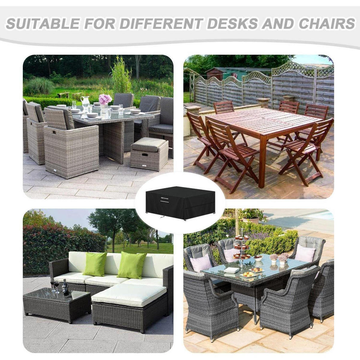 ABDECKHAUBE für Gartenmöbel 230 x 180 x 80 cm Schwarz - Schwarz, Kunststoff (180/80/230cm)