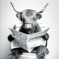 GLASBILD 50x50 cm Hochlandrind lustig schwarz weiß - Weiß, Glas (50/50cm) - artissimo