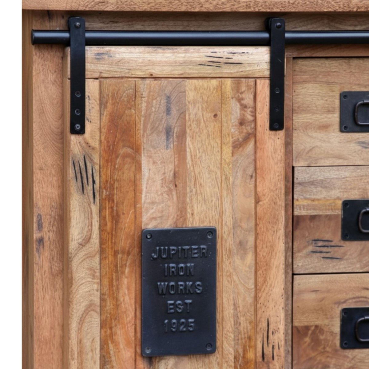 KOMMODE Florenz 90x45x100 cm massives Mangoholz - Schwarz/Braun, Holz (90/100/45cm) - Mr. Deko