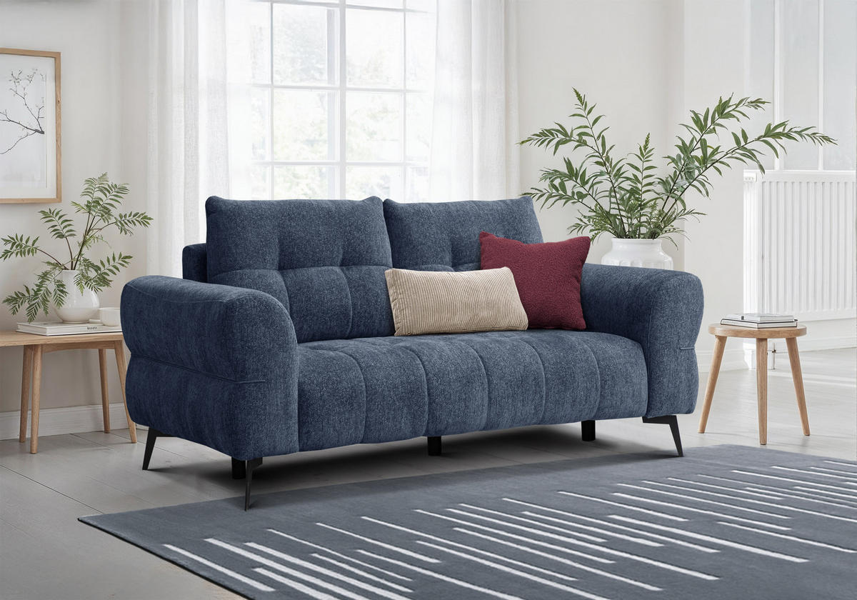 SOFA SALVINI 2,5-Sitzer, dunkelblau - Dunkelblau, Holz/Textil (206/88/99cm) - Courtois Laville