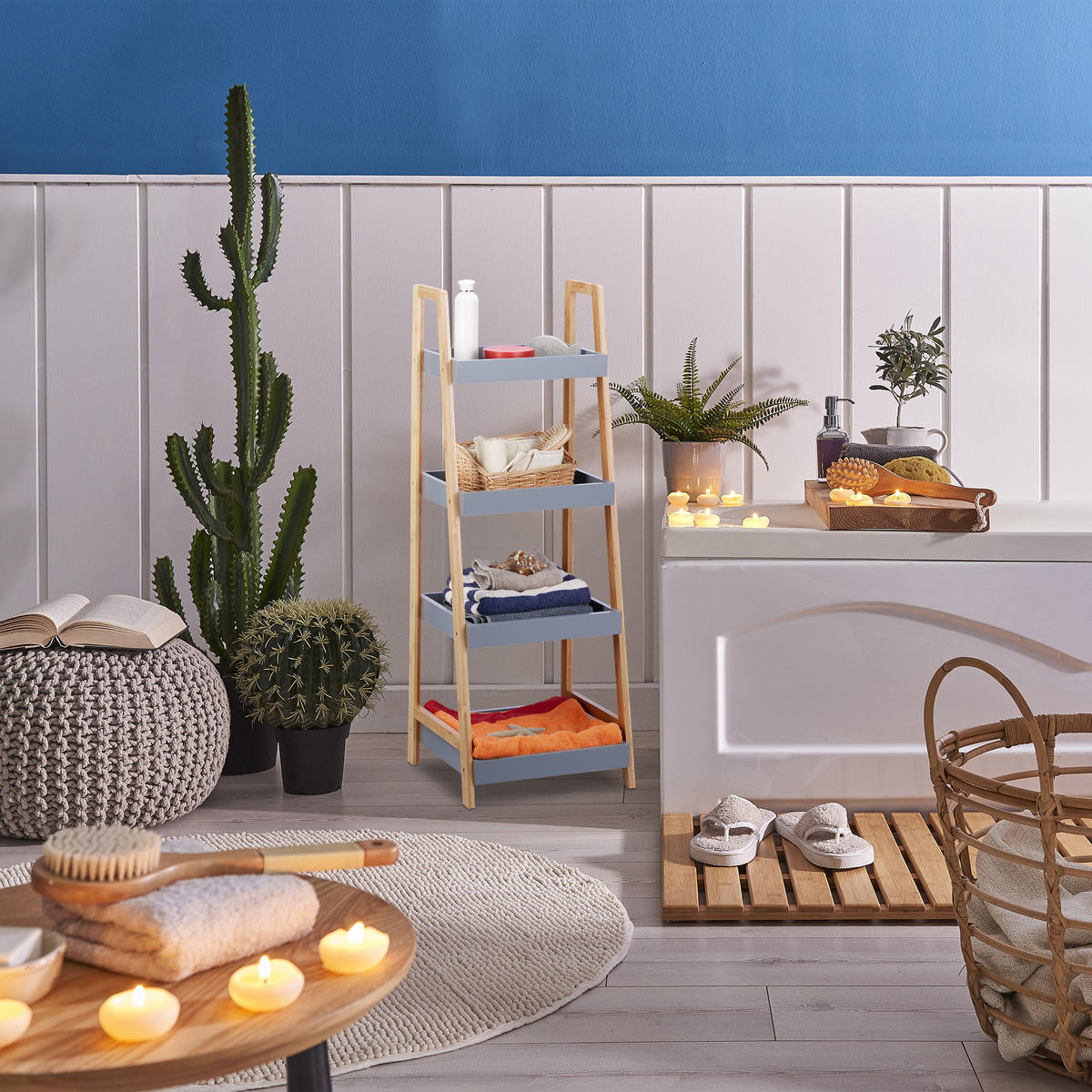 BADREGAL - Multicolor, Holz (36/98/35cm) - Relaxdays
