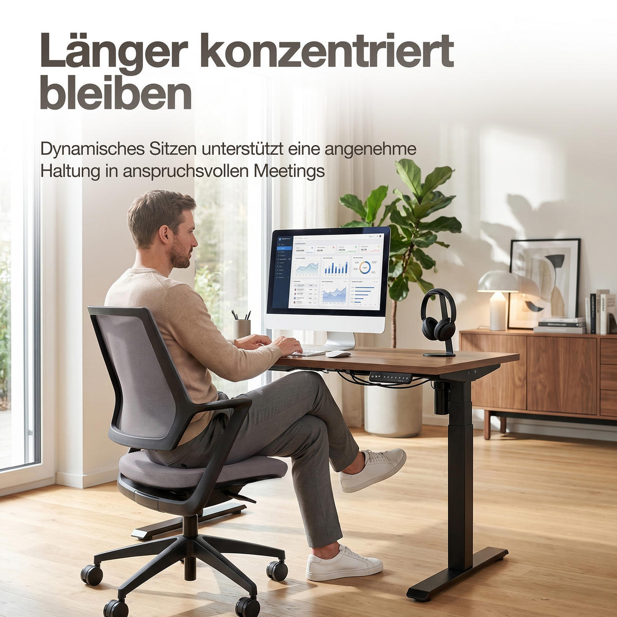 DREHSTUHL Ergonomischer Bürostuhl Asolo mit Polsterrücken / Hellgrau Ergonomischer Polsterrücken - Hellgrau, Textil (59.5/97.5/45cm) - ASSMANN