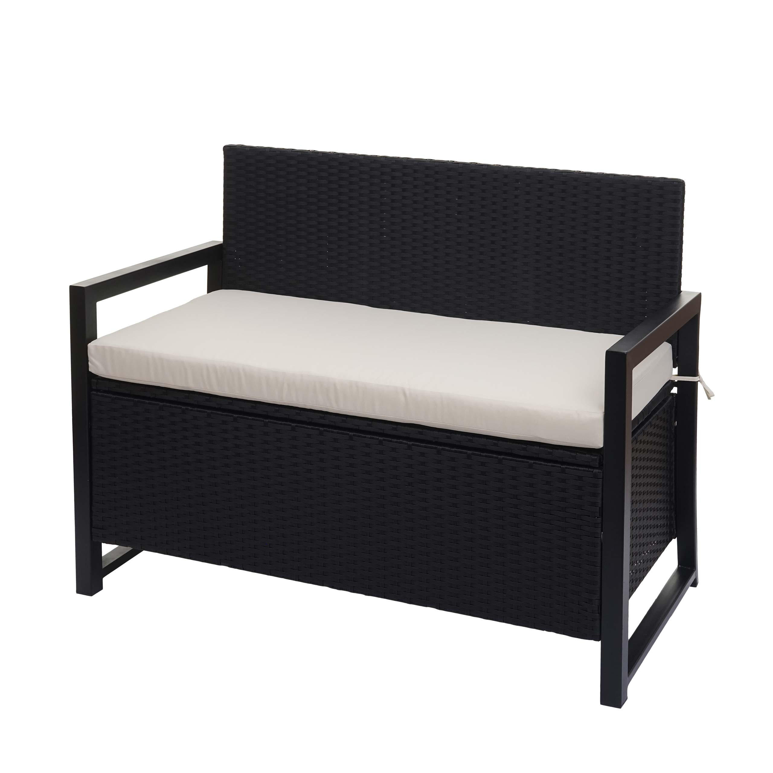 POLY-RATTAN 2ER SITZBANK Anthrazit, Cremeweiß - Anthrazit/Weiß, Kunststoff (117/87/57cm) - MCW