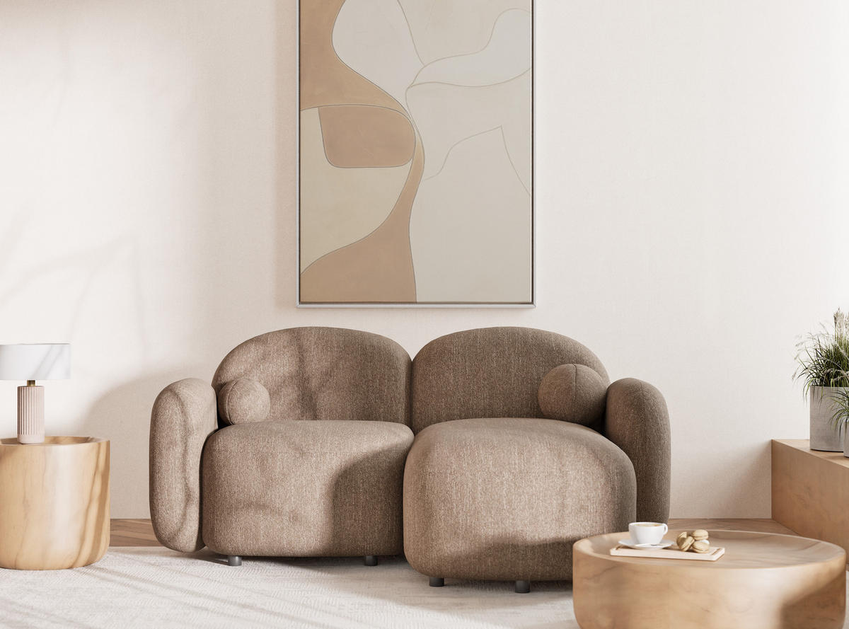 ECKSOFA Bahama Braun Webstoff - Schwarz/Braun, Holz/Holzwerkstoff (190/146cm) - Maison de Reve
