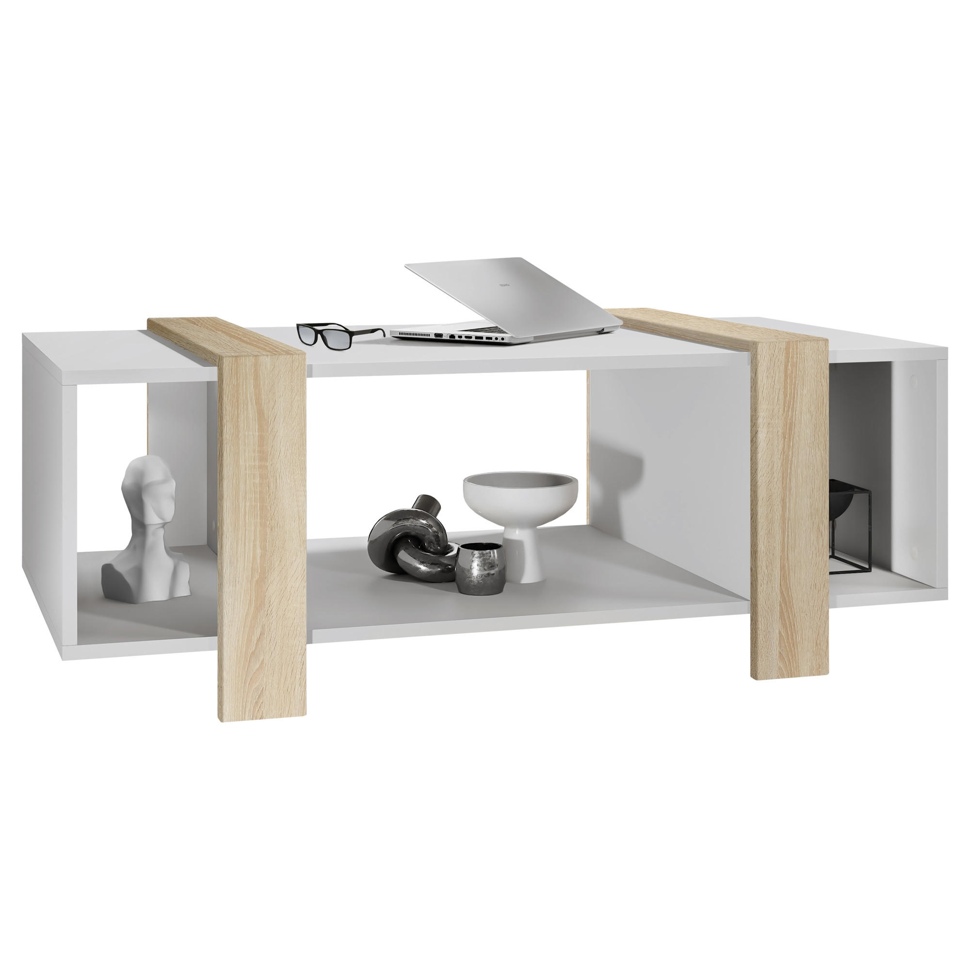COUCHTISCH Ida Blenden in Eiche sägerau - Eiche San Remo, Holzwerkstoff (56.5/110.5/42cm) - Vladon