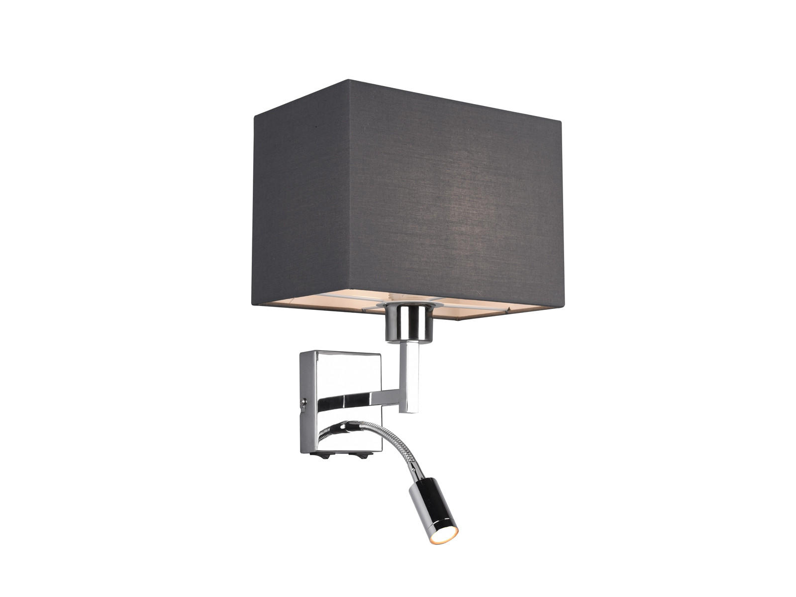 WANDLAMPE mit Schalter & Leselampe Grau, Höhe 31cm - Grau, Textil/Metall (25/31/24cm) - meineWunschleuchte