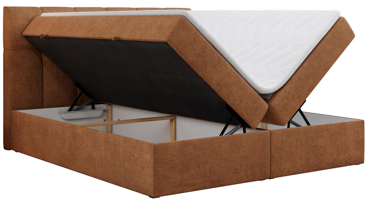 BOXBETT RICO 160/200 Orange Struktur - H3 - Orange, Holz/Textil (160/200cm) - MKS