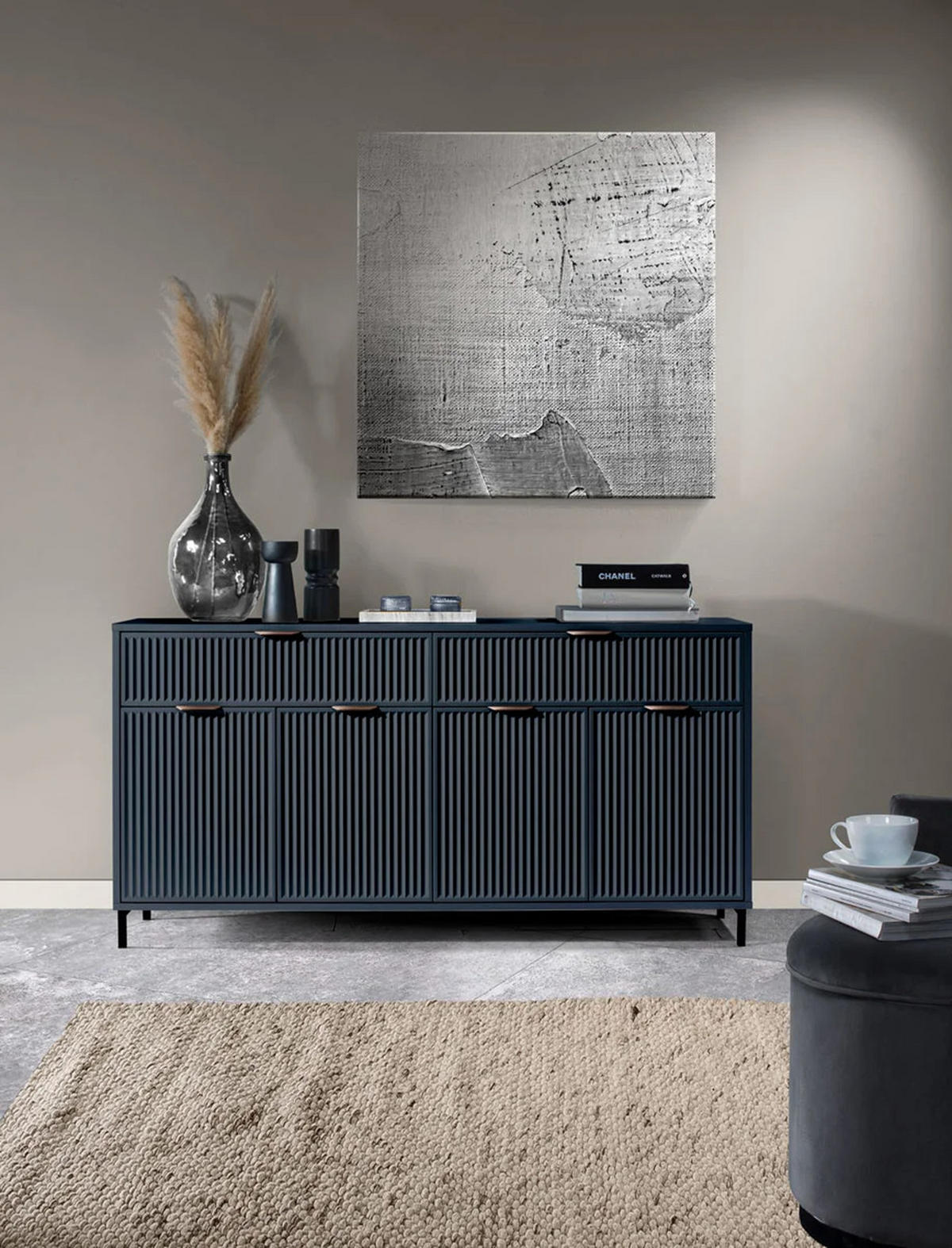 KOMMODE LINKA STYLES LS-01 - Dunkelblau, Holzwerkstoff (165/87/41cm) - Meblini
