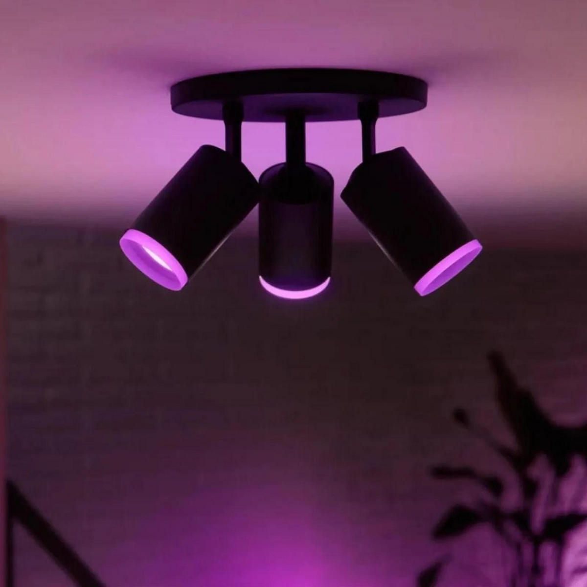 DECKENLEUCHTE Fugato Schwarz - Schwarz, Metall (3/3/15.3cm) - Philips HUE