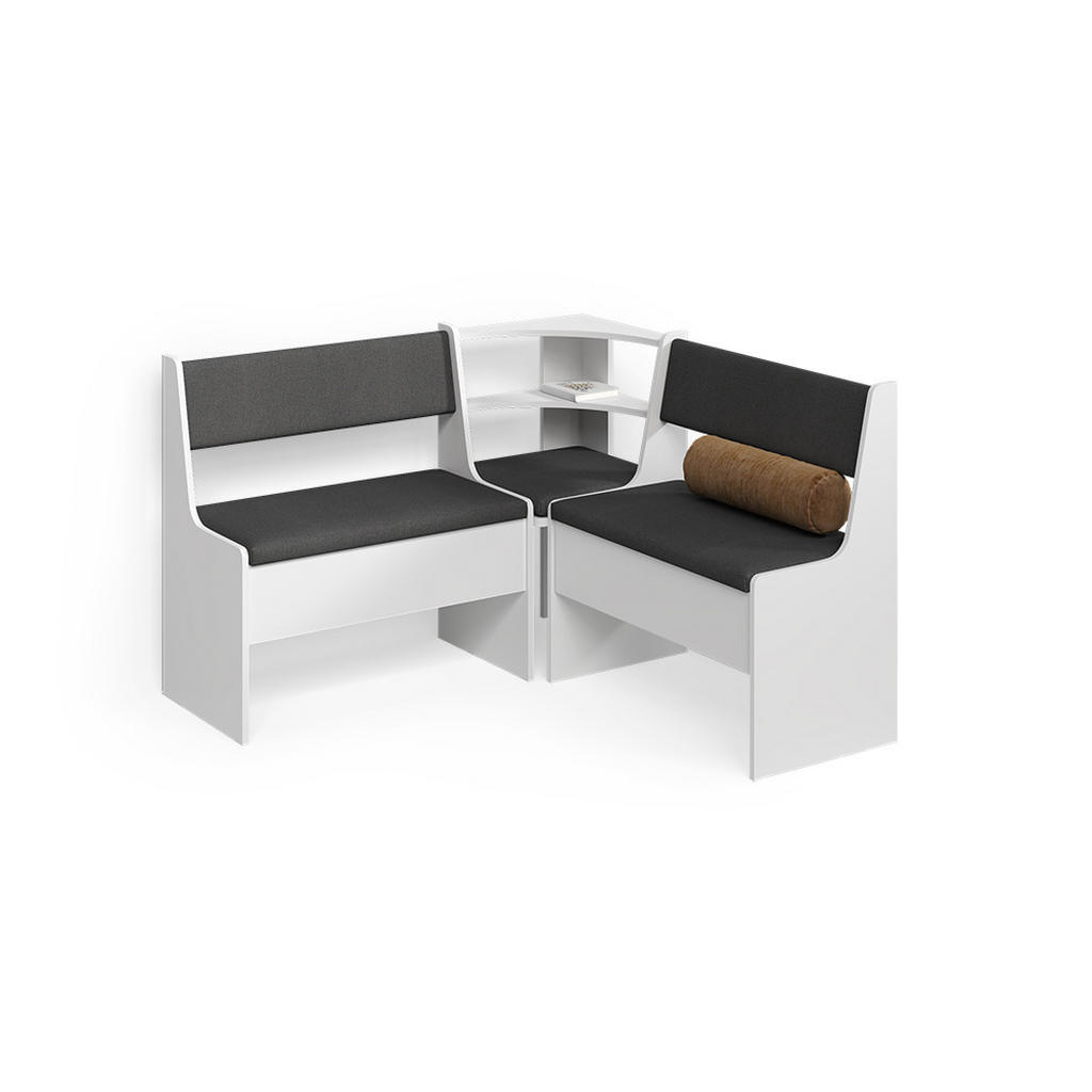 Livinity® LAVICE DO JÍDELNY DO ROHU Tiberio Bílá 120 x 120 cm Bez stolu