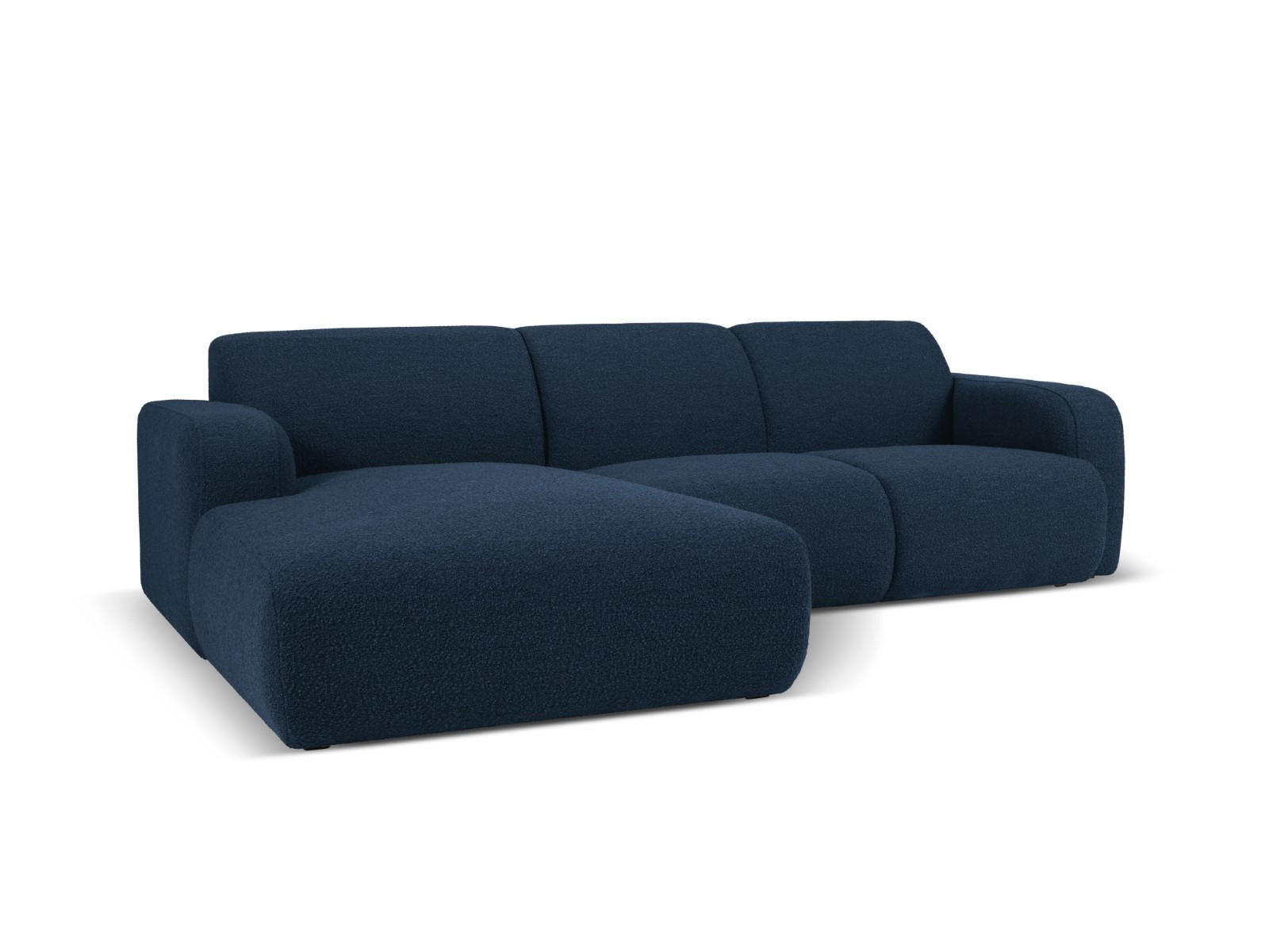 ECKSOFA links Molino aus Boucle dunkelblau 4 Sitzplätze - Dunkelblau, Textil (170/250cm) - Micadoni