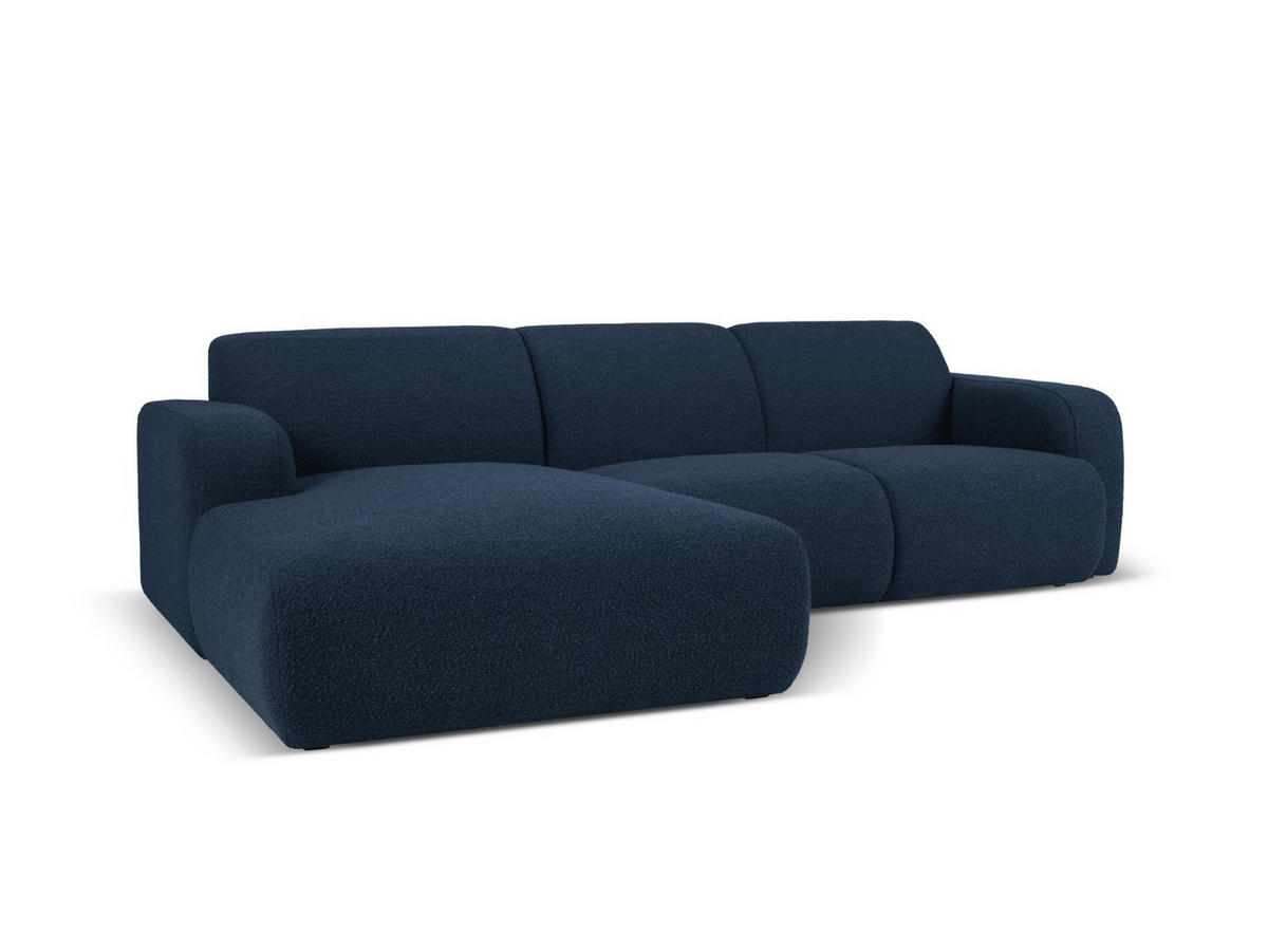 ECKSOFA links Molino aus Boucle dunkelblau 4 Sitzplätze - Dunkelblau, Textil (170/250cm) - Micadoni