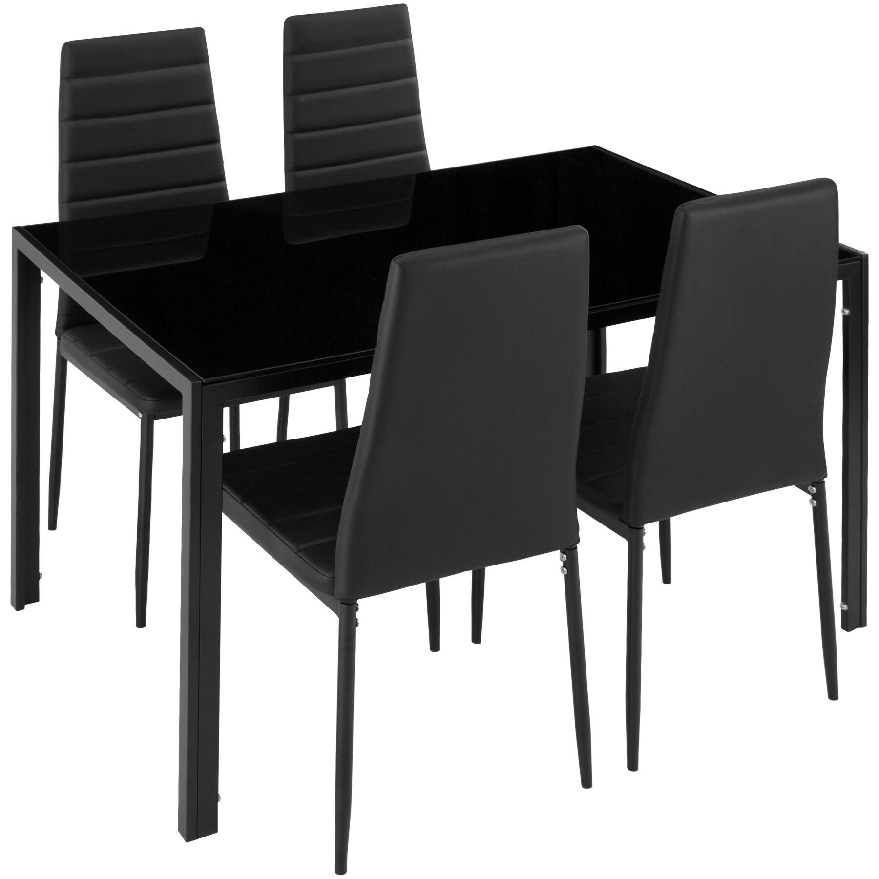 ESSZIMMERGRUPPE 5-teilig Berlin schwarz - Schwarz, Metall (70/75/120cm) - tectake