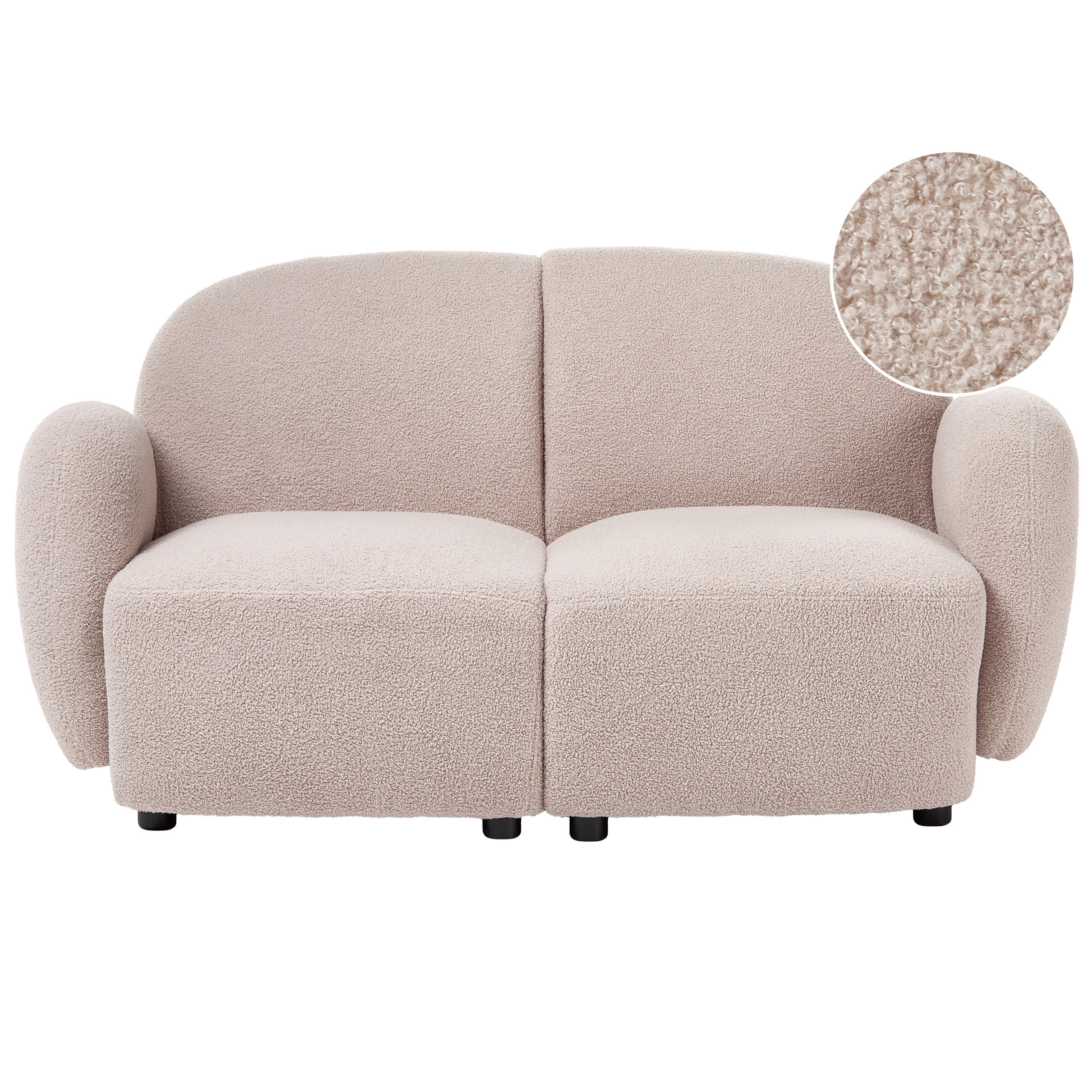 2-SITZER-SOFA Bouclé Beige Jule - Beige/Schwarz, Textil (151/77/82cm) - Beliani